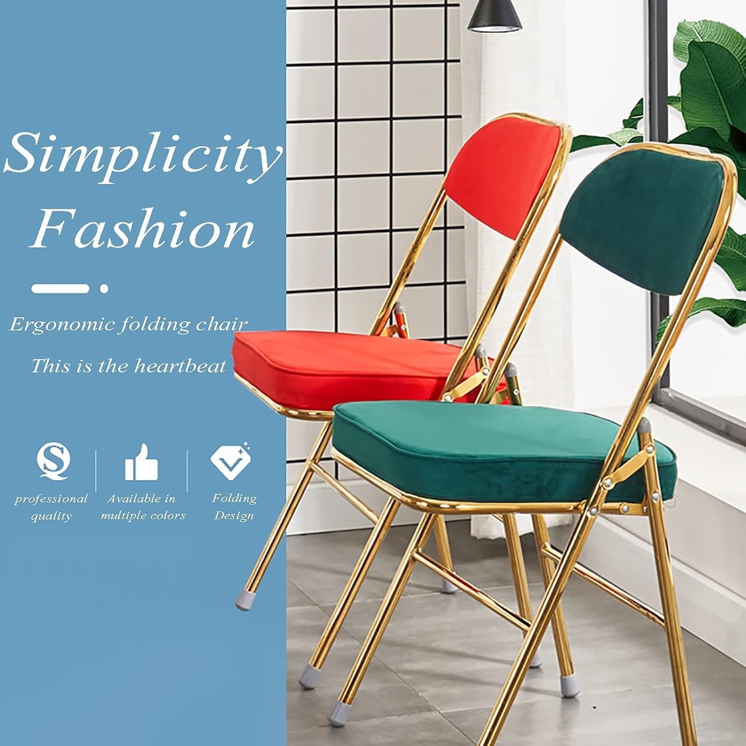 Folding Conference Chair with Faux Leather Cushion Backrest Comfortable and Durable Red Plating(Black Plating)