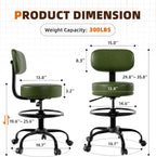 Drafting Chair with Back, Adjustable Foot Rest Rolling Stool(1, Green)