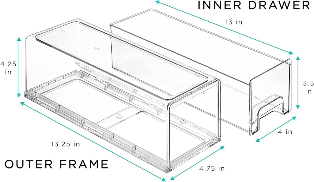 Sorbus Small Clear Stackable Drawers, Plastic Storage with Handles - Craft, Clothes, Medicine, Makeup, Closet, Art Supply, Bathroom, Shoe, Toy Organizer (2 Pack Wide)