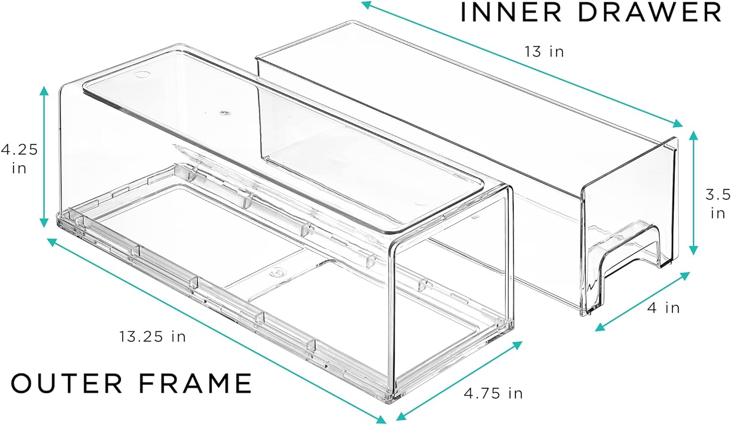 Sorbus Small Clear Stackable Drawers, Plastic Storage with Handles - Craft, Clothes, Medicine, Makeup, Closet, Art Supply, Bathroom, Shoe, Toy Organizer (2 Pack Wide)