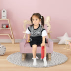 Toddler Rocking Chair, Kids Rocker Furniture with Comfy Thick Cushion & Solid Wood Base, Nursery Armchair Sofa for Bedroom, Baby Room, Suitable for 3-5 Years Old (Pink)
