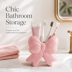 Jingmore Vase Coquette Ceramic Pink Toothbrush Holder Vase Pen Makeup Brush Holder Contemporary Design Decorative Women Gift for Christmas Home Office Shelf Table Room(Small,Classic,Pink)