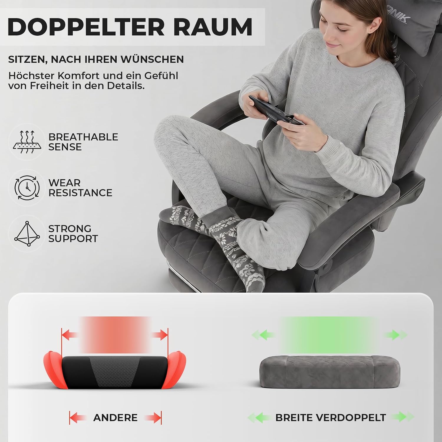 Ergonomic Gaming Chair Video Gamer Chairs Gaming Computer Chairs Gamer Chairs for Adults Massage Lumbar Support Swivel Height Adjustable Headrest Backrest Grey