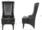 High Back Dining Chair, Retro Wing Back King Throne Chair Head Chairs for Dining Table, PU Leather Upholstered Accent Side Chairs for Living Room Dining Room Bedroom (Black)