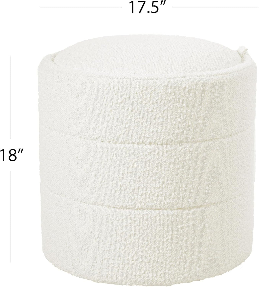 HomePop 18" Storage Round Ottoman - Cream Boucle