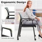 Giantex 10-Pack Waiting Room Chair Set, Rolling Office Desk Chairs with PU Wheels, Armrests, Stackable Guest Chair for Office, School, Lobby,Reception, Conference, Grey