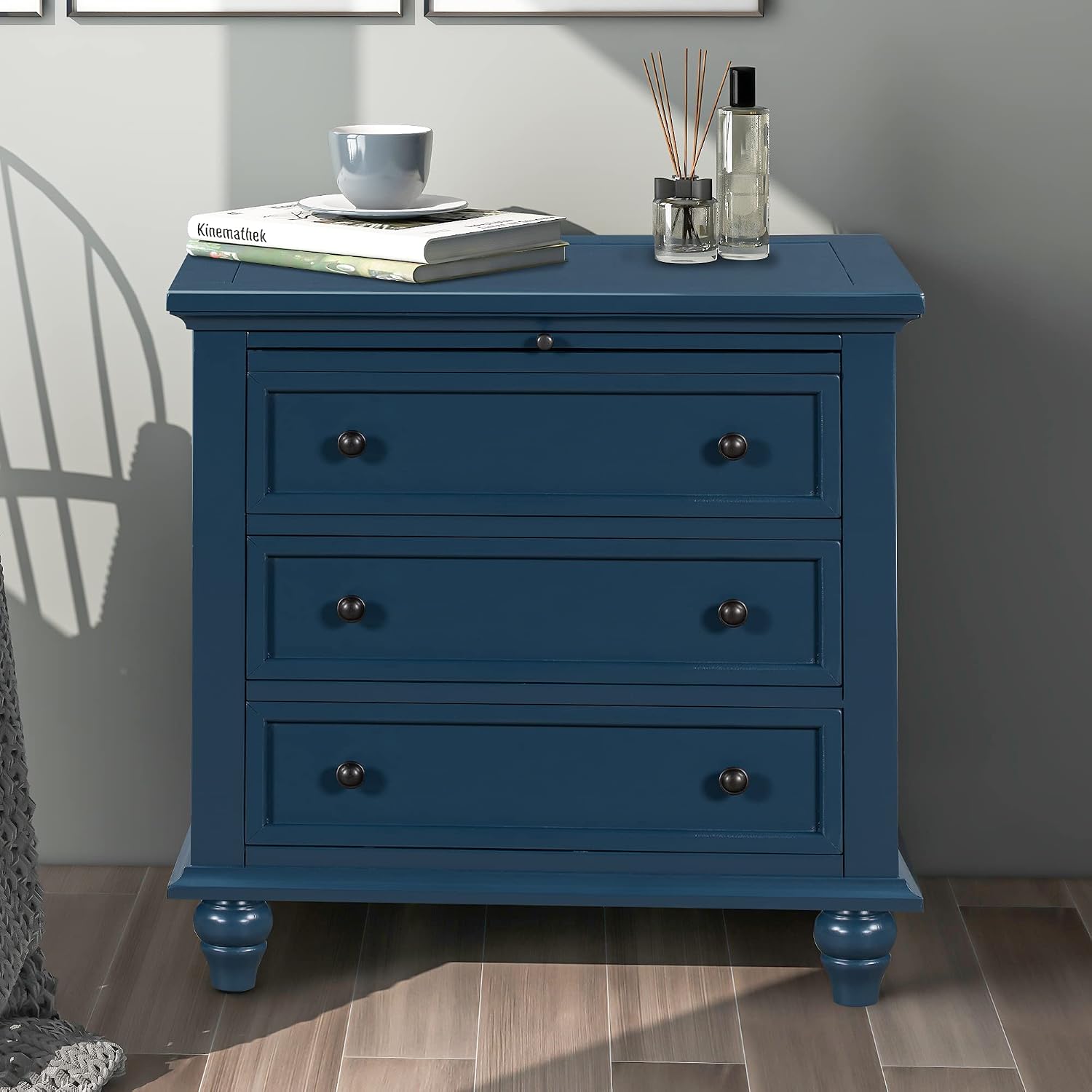 Accent 28" Tall Side Table Nightstand with Storage 3 Drawers, Modern Bedside Table Night Stand End Table with Pull-Out Tray Sofa Side Table for Living Room Bedroom Sofa Couch