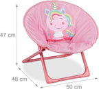 Relaxdays Children's Folding Armchair, Unicorn, H x W x D: 47 x 50 x 48 cm, for Indoor or Outdoor Use, Pink