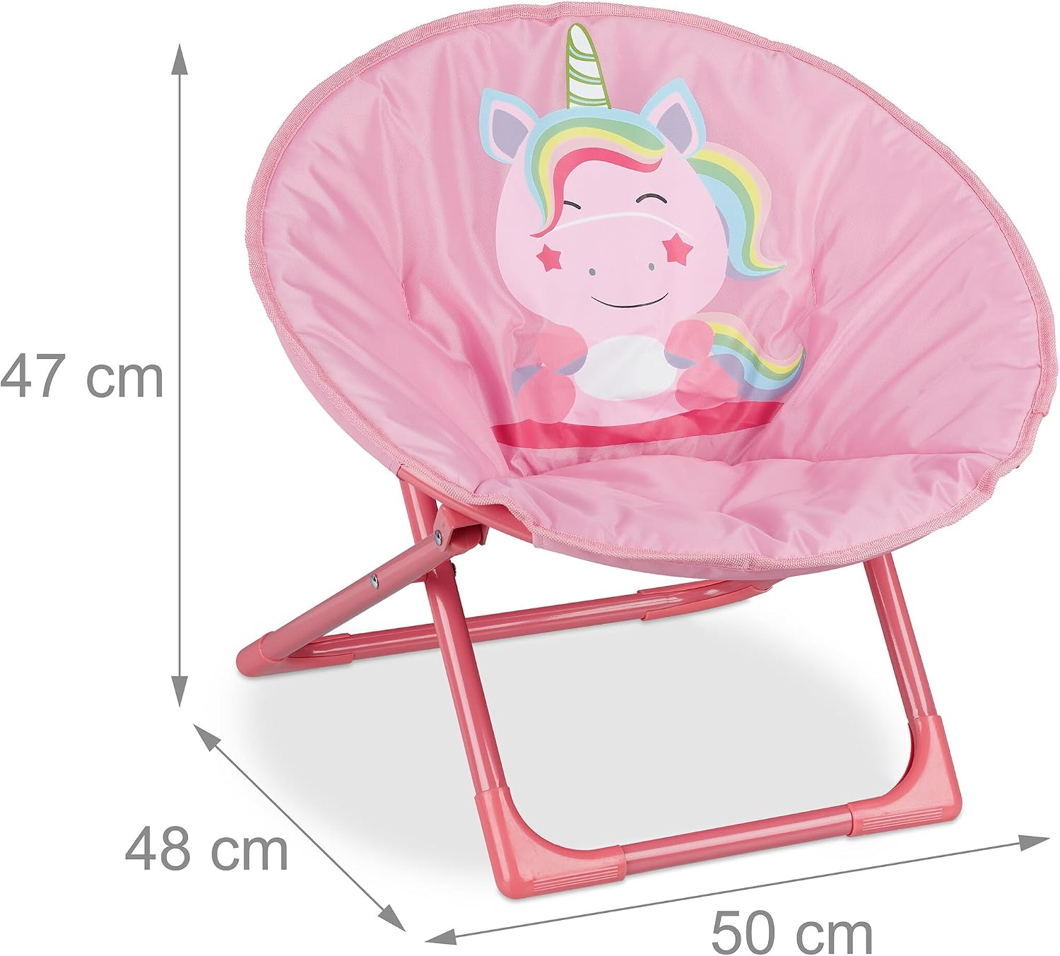 Relaxdays Children's Folding Armchair, Unicorn, H x W x D: 47 x 50 x 48 cm, for Indoor or Outdoor Use, Pink