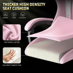 Bigzzia Gaming Chair, Ergonomic Video Game Chairs with Pillow and Lumbar Support, Racing Style Height Adjustable Computer Chair with 360°-Swivel Seat for Adults and Teens (Pink)