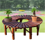 2 Pieces Semicircular Design Outdoor Benches,Garden Tree Bench Wrap Around Wooden Benches Seater,for Garden,Lawn,Patio,Backyard