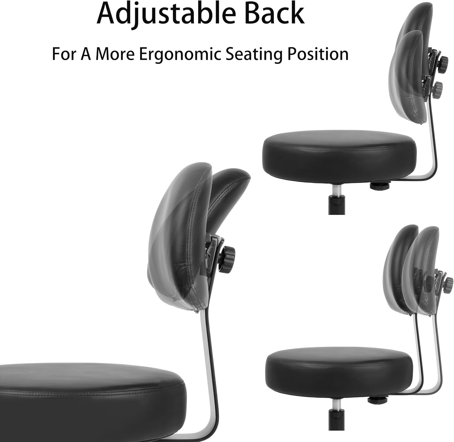 TAKE UR SEAT® Economical Multi-Purpose Medical Spa Drafting Stool with Adjustable seat and Back Height. Advanced Fabric seat Cover is Easy to Clean. Glide (Tall Bench Height Black)