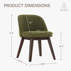 KISLOT Wooden Dining Chairs Set of 2, Fabric Upholstered Modern Dining Room Chairs with Double-Layer Thick Seat Cushion & Ergonomic Backrest for Restaurant, Kitchen and Café, Green