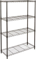 Amazon Basics 4-Shelf Adjustable Heavy Duty Steel Wire Rack Storage Shelving, Sturdy Garage Shelving, 350 lbs Capacity Per Shelf, Easy No-Tool Assembly, 36" x 14" x 54", Black
