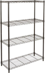 Amazon Basics 4-Shelf Adjustable Heavy Duty Steel Wire Rack Storage Shelving, Sturdy Garage Shelving, 350 lbs Capacity Per Shelf, Easy No-Tool Assembly, 36" x 14" x 54", Black