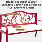 Pink Outdoor Bench with Bird & Branch Design Weather Resistant Garden Bench, Patio Loveseat with Ergonomic Backrest