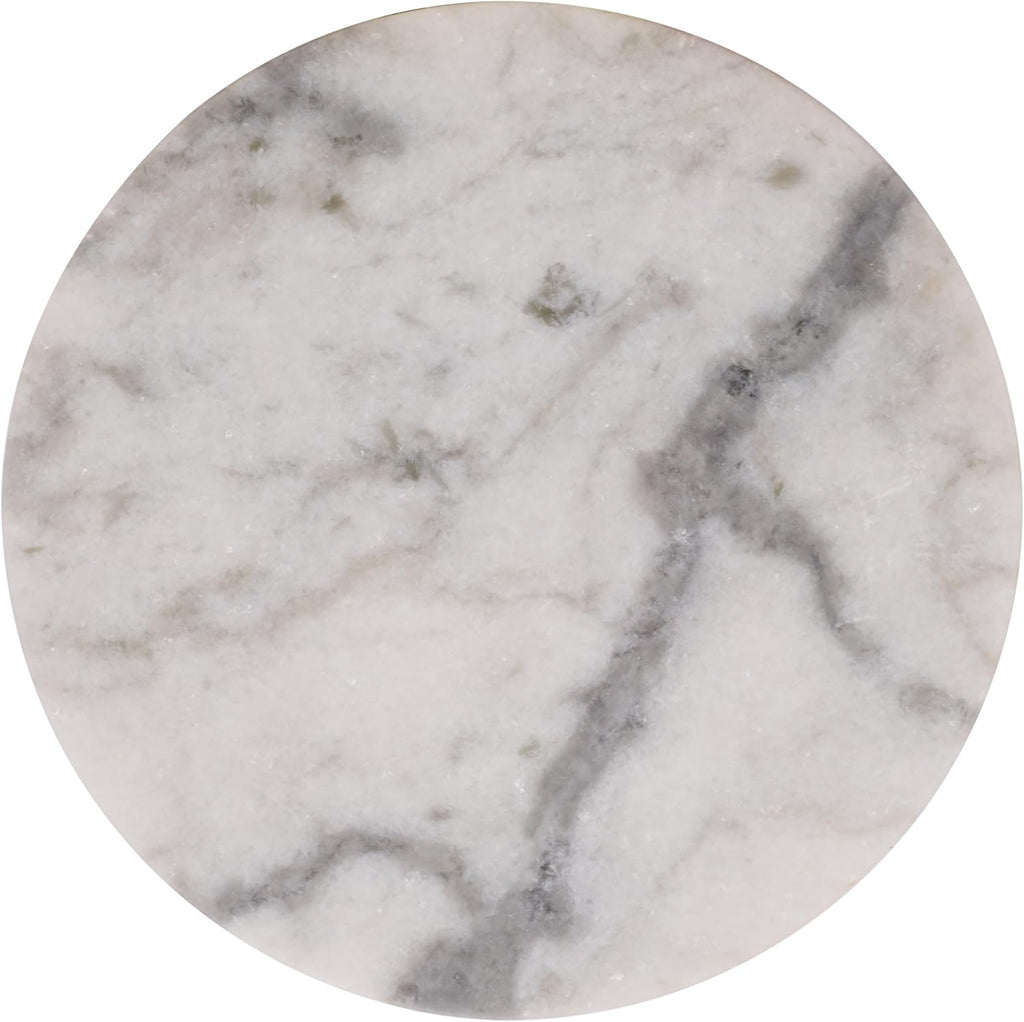 SAFAVIEH Couture Collection - Leah Bryanna White Marble Accent Table, Round Drink Table, Sculptural Pedestal Design (SFV9750A)