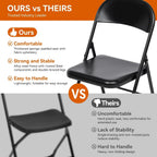 6 Pack Folding Chairs, 330 lbs Heavy Duty All Metal Folding Chair with Ergonomic Backrest, Portable Foldable Chair for Office Dining Party Meeting Outdoor Black