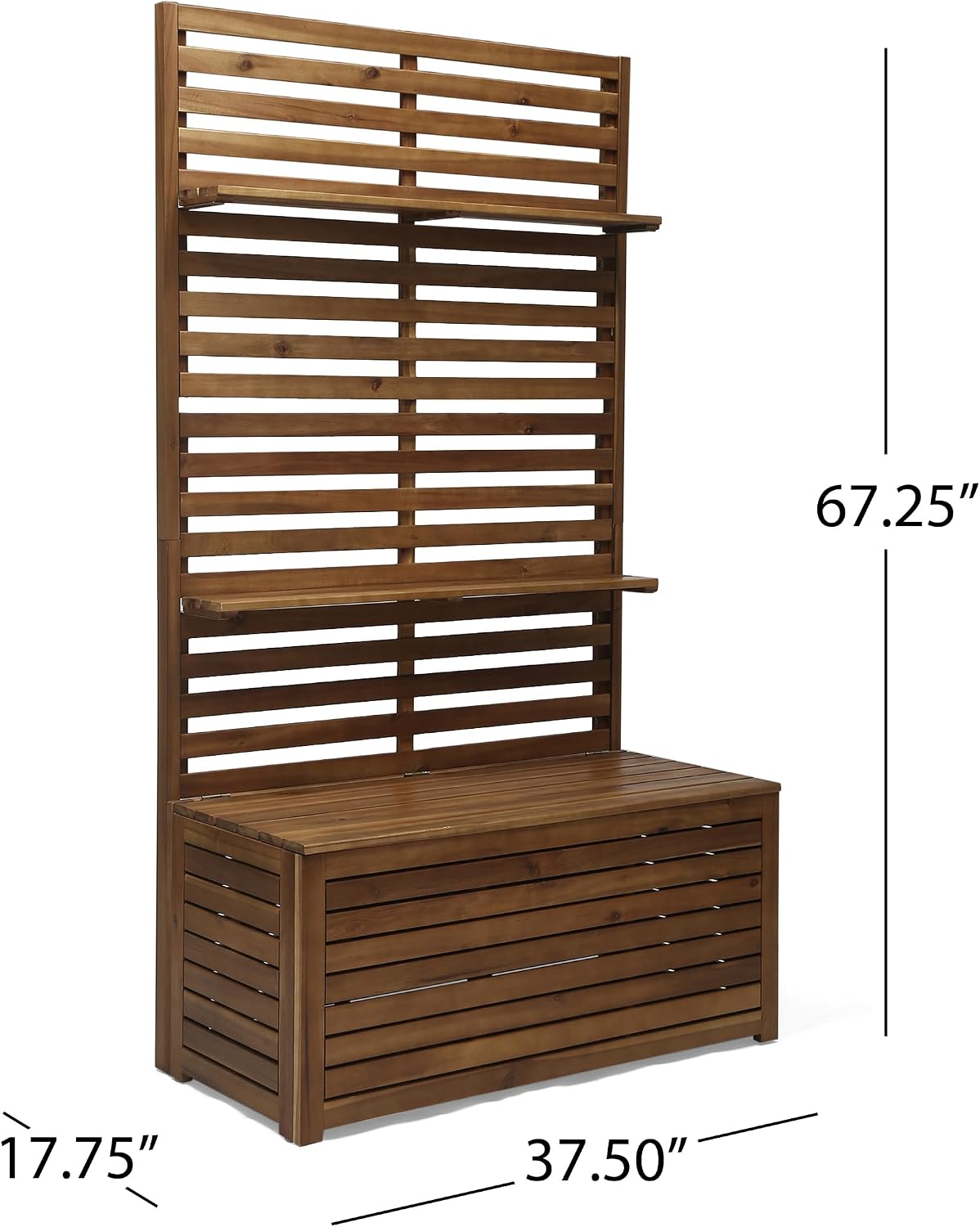 Acacia Wood Mud Bench with Storage and Display Shelves, Classic Wooden Slats for Entryway Organization and Home Interior