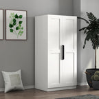 62.99" Freestanding Kitchen Pantry Cabinet with Doors & Adjustable Shelves – Walnut/White Buffet Sideboard Storage for Kitchen, Dining Room & Living Room (Durable Melamine Finish) (White)
