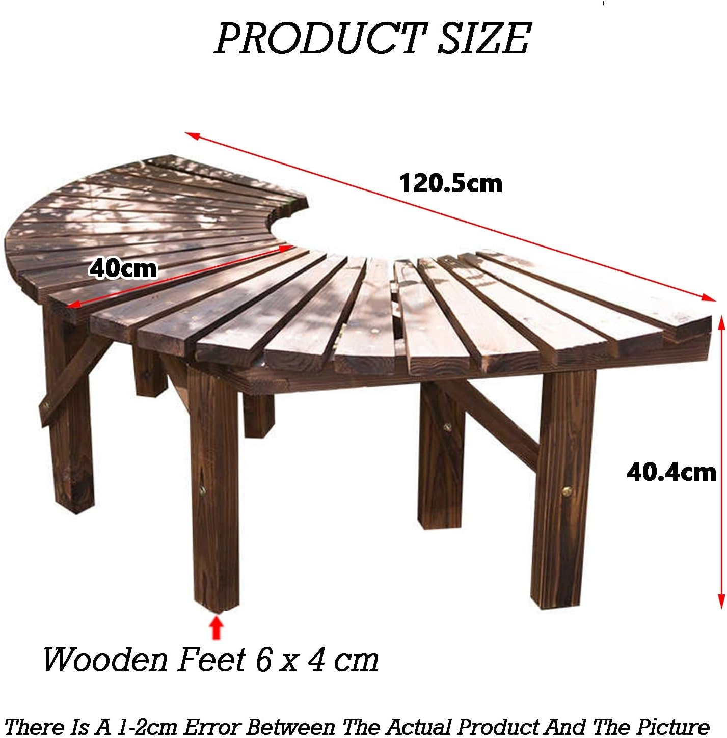 Wooden Semicircular Tree Seat,Tree Bench Wrap Around Tree Bench,for Garden,Lawn,Patio,Backyard