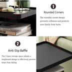 Black Modern Side Table, 2 Tier Small End Tables Bedroom, Metal Side Tables Living Room with 4 Legs, Black Nightstand Square Accent Table for Indoor Outdoor, Easy Assembly