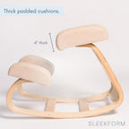 Sleekform Ergonomic Kneeling Chair - Home Office Rocking Desk Stool for Active Sitting - White Comfortable Cushions Wood
