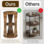YATINEY Round Side Table, 3-Tier Wooden End Table with Storage Shelves, Accent Table for Small Spaces, Nightstand for Living Room, Bedroom, Rustic Brown ET15BR