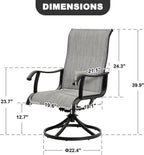 NUU GARDEN Patio Swivel Chairs Set of 2, Outdoor Dining Chairs | Breathable Textilene seats with smooth 360° swivel motion, ergonomic high-back design and durable powder-coated steel frame