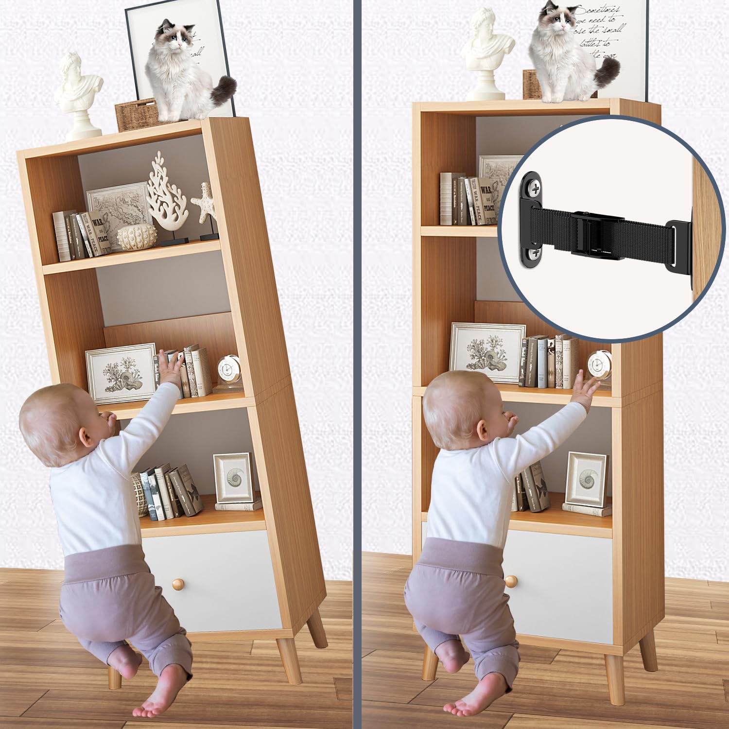 Anti Tip Furniture Anchors 4 Pack Baby Proofing Heavy Duty 500 lbs Earthquake Straps for Dresser Bookshelf TV Stand Wall Mount