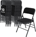SEALAMB 10 Pack Folding Chairs with Comfort Seat, Heavy Duty Metal Frame Portable Stackable Chairs for Wedding Party Office School Church Events, Indoor Outdoor Use, 350 lb Capacity, Black