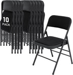 SEALAMB 10 Pack Folding Chairs with Comfort Seat, Heavy Duty Metal Frame Portable Stackable Chairs for Wedding Party Office School Church Events, Indoor Outdoor Use, 350 lb Capacity, Black