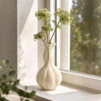 DOWAN Ceramic Flower Vase, 10" Decorative Pampas Vase for Home Decor, Modern Farmhouse Pottery Vase for Living Room Table Kitchen Bedroom Coffee Desk Entryway Mantel Book Shelf, Soft White