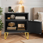DWVO Nightstand with Charging Station, Metal Night Stand Set 2, Small Bedside End Tables, Modern Side Tables, Night Stand, Set of 2, Black
