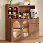 Kitchen Pantry Storage Cabinet, Tall Kitchen Storage Hutch Cabinet, Sideboard Buffet Cupboard, Freestanding Cupboard, for Bedroom, Dining Room, Office(Brown,125x100cm/49.2x39.4in)