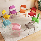 Folding Chairs with Comfortable Padded Seats, Portable and Stackable Commercial Seating, Metal Frame, Suitable for Offices, Restaurants, Bedrooms, and Parties Green with White Legs