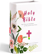 Holy Bible Book Vase, Cute Unique Ceramic Flower Vase - Pink Home Office Desk Accessories Decor, Prayer Room Bookshelf Decorations - Book Lovers Gifts, Religious or Christian Gifts for Women Mom