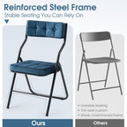 Padded Folding Chairs Set of 4, Heavy Duty Folding Chairs with Cushion, Portable and Comfortable Sets for Dining, Office, Party, Card Table Bule