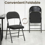 6 Pack Folding Chairs, Fabric Folding Dining Chair Set with Padded Cushion and Back, Indoor Outdoor Folding Chair Set for Home Office Parties Events Wedding