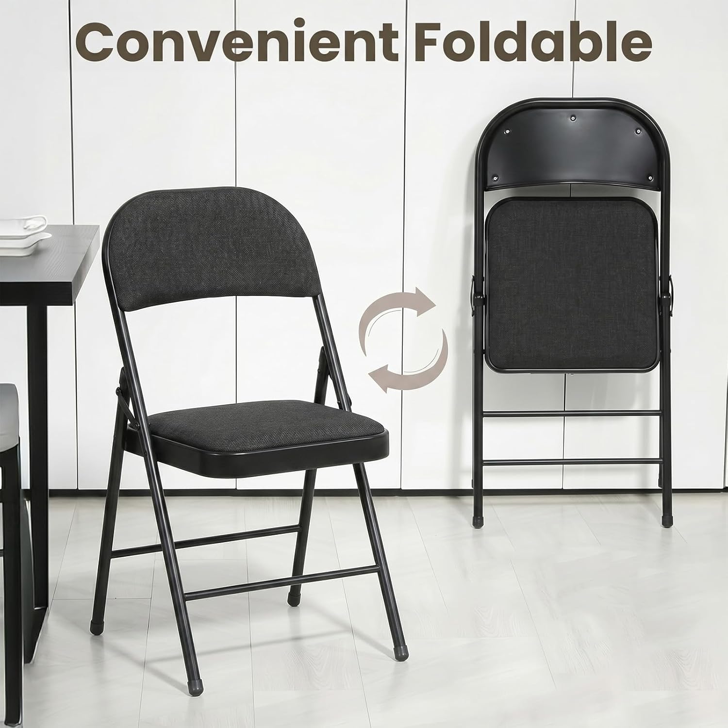 6 Pack Folding Chairs, Fabric Folding Dining Chair Set with Padded Cushion and Back, Indoor Outdoor Folding Chair Set for Home Office Parties Events Wedding