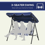 3-Person Outdoor Patio Swing Chair with Adjustable Canopy