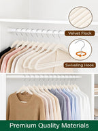 HOUSE DAY Ivory Velvet Hangers 100 Pack - Non Slip Felt Hangers Closet Essentials, Space Saving Hanger, Gentle on Clothes, Sturdy Shoulder Design