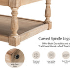 HULALA HOME Rectangle Ottoman Coffee Table with Tray, Tufted Living Room Ottoman with Solid Wood Storage Shelf, Golden