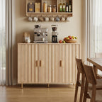 DIYART Oak Sideboard Buffet Cabinet, Accent Coffee Bar Cabinet with 3 Doors, Entryway Cabinet for Living Room, Kitchen, Hallway
