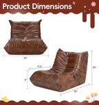 Hobestluk Bean Bag Chair for Teens Toddler Bean Bag Chair with Memory Foam Filler Leather Beanbag with Spacious Design Bean Bag Couch for Reading Gaming Relaxing (Brown, Medium)
