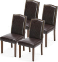 DUMOS Dining Chairs Set of 4, Modern PU Leather Kitchen Table Chairs with Wooden Legs and Padded Seat for Dining Room/Kitchen/Living Room/Restaurant, Brown