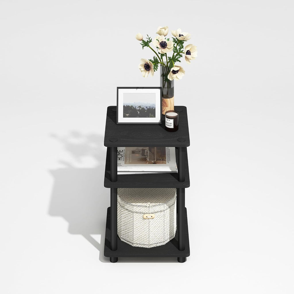 Furinno Turn-N-Tube End Table, Side Table with Shelf, Darkwood (Pack of 2)