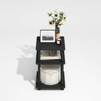Furinno Turn-N-Tube End Table, Side Table with Shelf, Darkwood (Pack of 2)