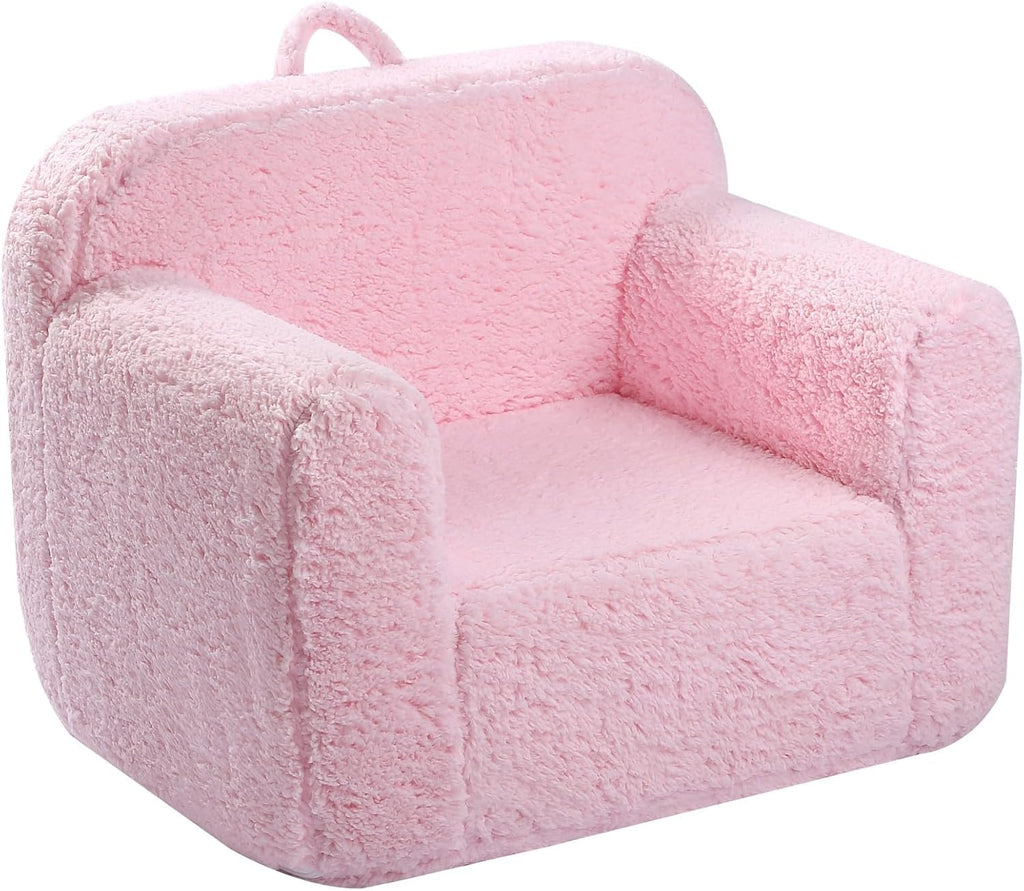 MOMCAYWEX Kids Snuggly-Soft Sherpa Chair, Comfy Sofa Chair, Pink | Kids Armchair Furniture, Removable Washable Soft Cover, Lightweight, Reading Playing Comfy Sofa Chair, Boys Girls