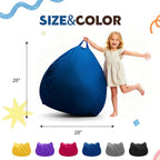 ZurNesfure Bean Bag Chair, Teardrop Small Bean Bag with Filling, 2.5FT Bean Bag Chairs for Living Room, Washable Comfy Chair with Handle, Fluffy Bean Bag for Reading Gaming Relaxing (Blue, 2.5FT)